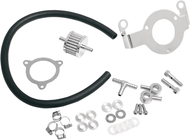 DRAG SPECIALTIES 1013-0036 Crankcase Breather with Support Bracket Kit - Dyna/Softail/Touring/Trike