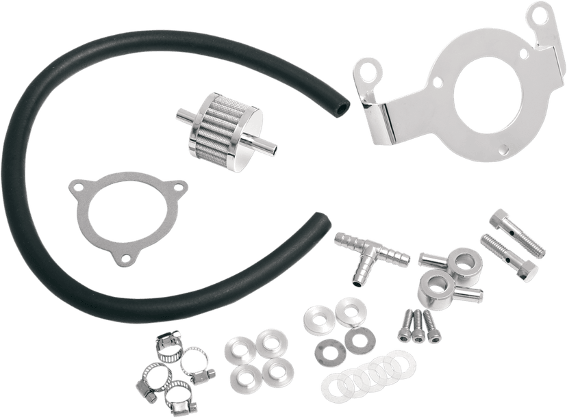 DRAG SPECIALTIES 1013-0036 Crankcase Breather with Support Bracket Kit - Dyna/Softail/Touring/Trike