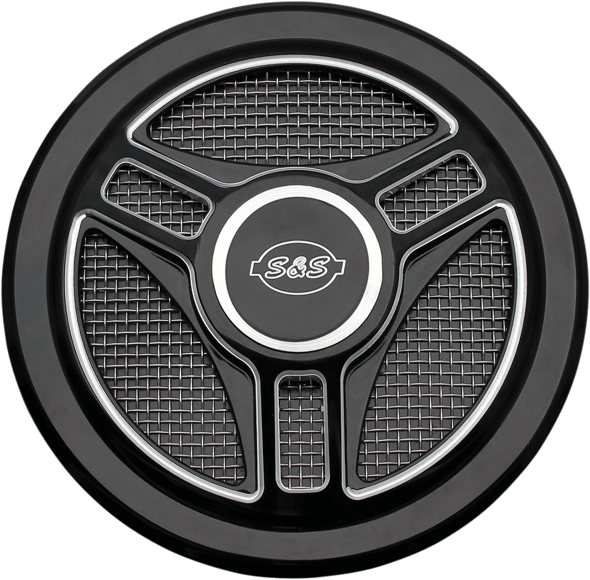 S&S CYCLE 1014-0171 Air Cleaner Cover - Triple-Spoke - Black