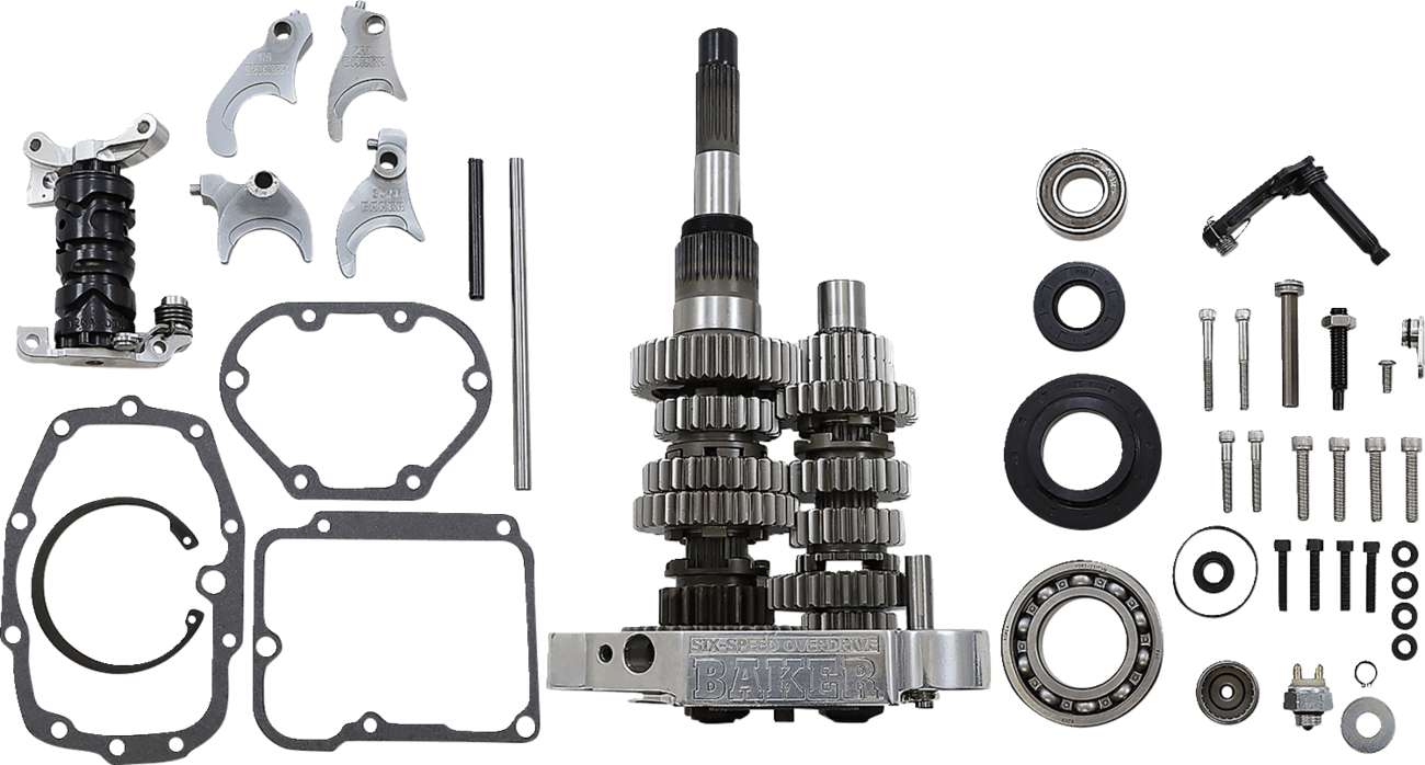 BAKER DRIVETRAIN 1103-0043 Gear Set - Overdrive/6-Speed - Polished - Softail/Dyna/FXR