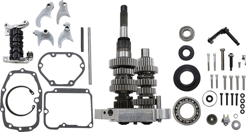 BAKER DRIVETRAIN 1103-0043 Gear Set - Overdrive/6-Speed - Polished - Softail/Dyna/FXR