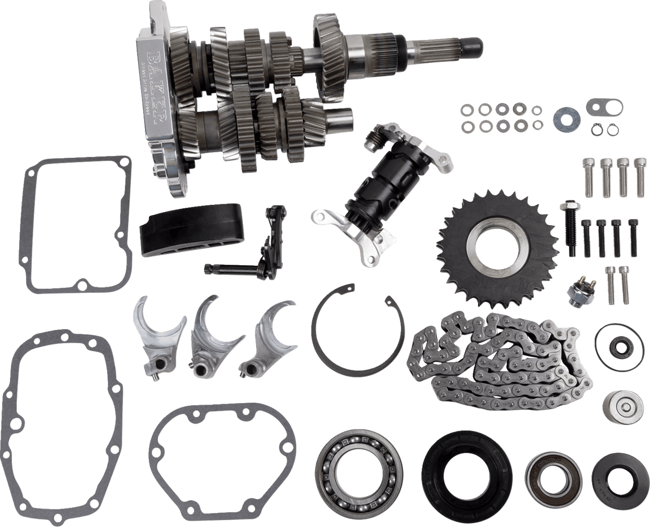 BAKER DRIVETRAIN 1103-0046 Direct Drive Gear Set - 6-Speed - Polished - '01-'06 Touring