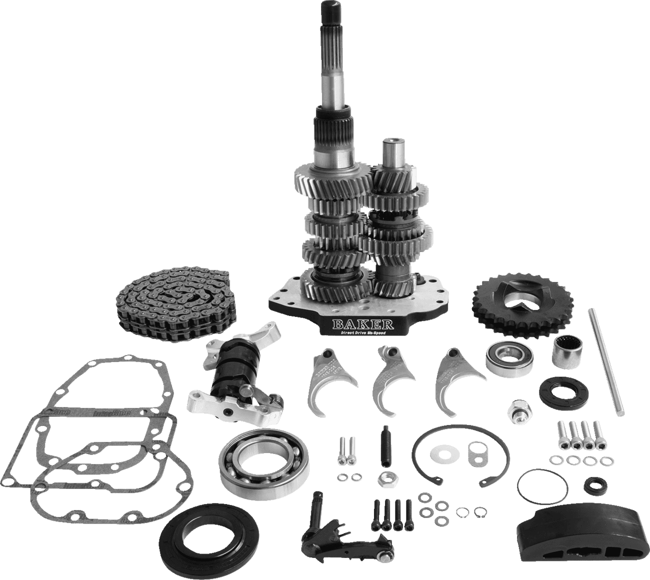 BAKER DRIVETRAIN 1103-0055 Direct Drive Gear Set - 6-Speed - Black - '01-'06 Softail/Dyna