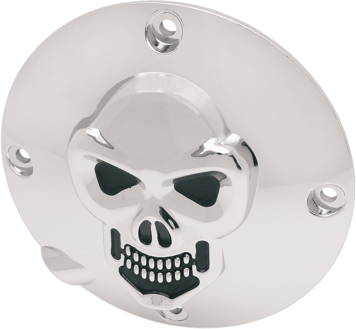 DRAG SPECIALTIES 1107-0034 3-D Skull Derby Cover - Chrome - 4 Hole