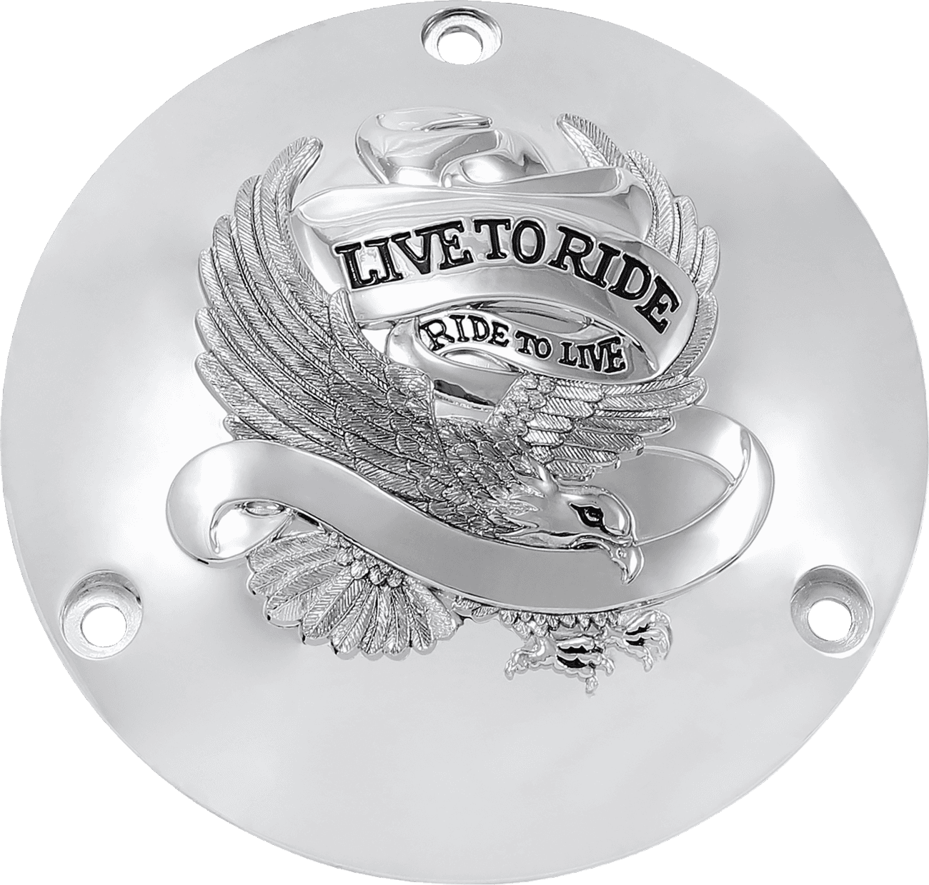 DRAG SPECIALTIES 1107-0155 Live to Ride Derby Cover - 3 Hole - Chrome
