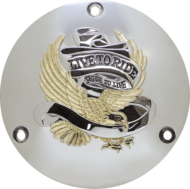 DRAG SPECIALTIES 1107-0156 Live to Ride Derby Cover - 3 Hole - Gold — image 1 of 2