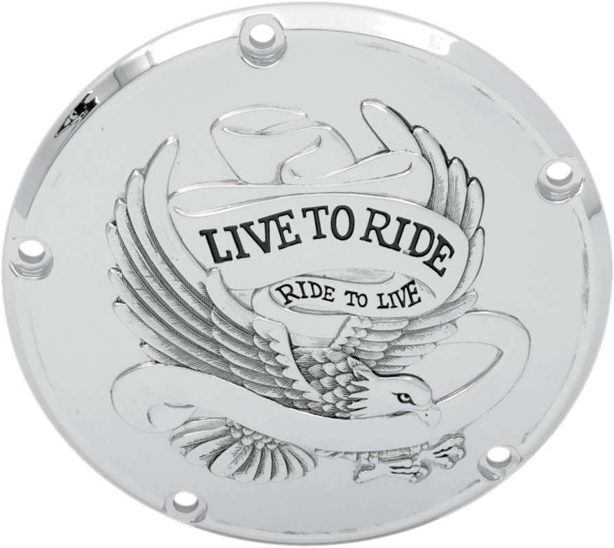 DRAG SPECIALTIES 1107-0157 Derby Cover - Live to Ride - 5-Hole - Chrome - '99-'18 Big Twin