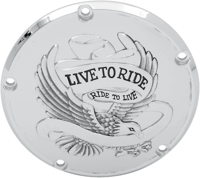 DRAG SPECIALTIES 1107-0157 Derby Cover - Live to Ride - 5-Hole - Chrome - '99-'18 Big Twin