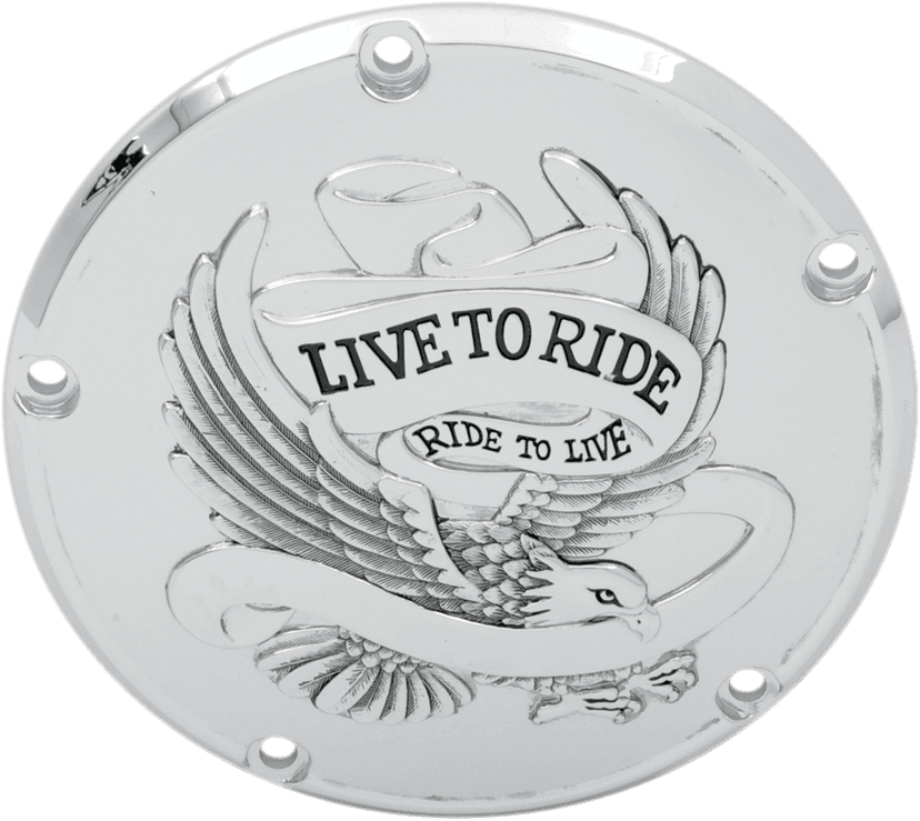 DRAG SPECIALTIES 1107-0157 Derby Cover - Live to Ride - 5-Hole - Chrome - '99-'18 Big Twin