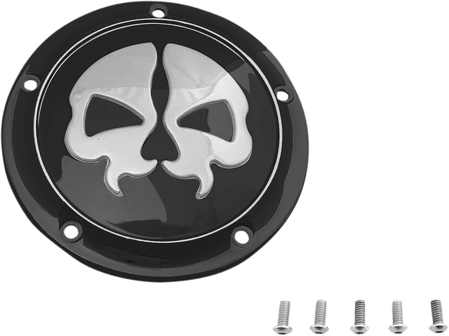 DRAG SPECIALTIES 1107-0547 Derby Cover - Split Skull - 5 Hole - Black w/Chrome Skull - '99-'18 Big Twin — image 2 of 2