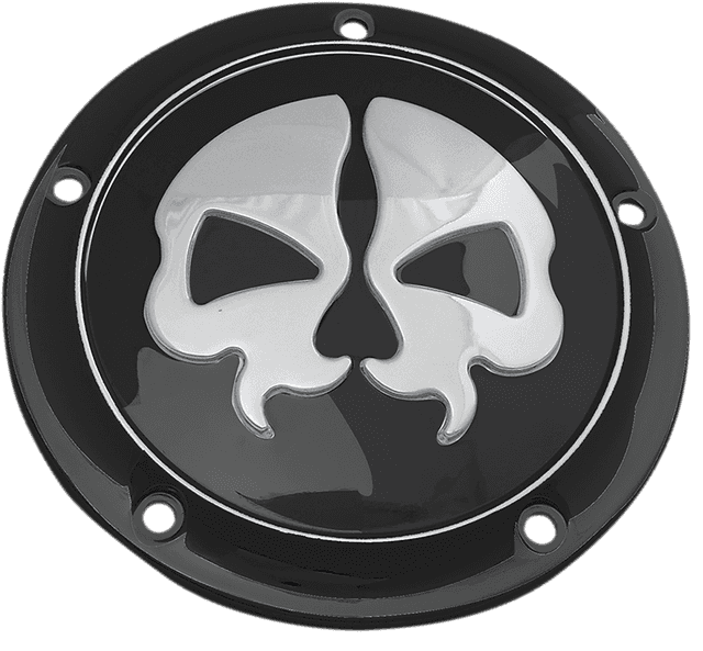 DRAG SPECIALTIES 1107-0547 Derby Cover - Split Skull - 5 Hole - Black w/Chrome Skull - '99-'18 Big Twin — image 1 of 2