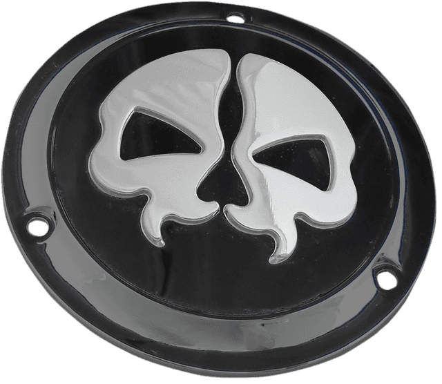 DRAG SPECIALTIES 1107-0549 Derby Cover - Split Skull - 3 Hole - Black w/Chrome Skull - '70-'98 Big Twin — image 1 of 2