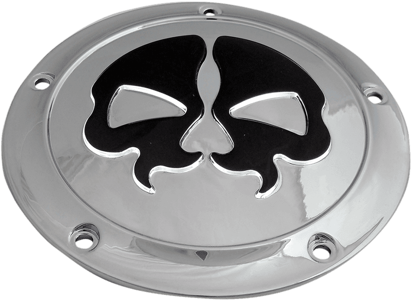 DRAG SPECIALTIES 1107-0552 Derby Cover - Split Skull - 5 Hole - Chrome w/Black Skull - '15-'25 Harley-Davidson — image 1 of 2