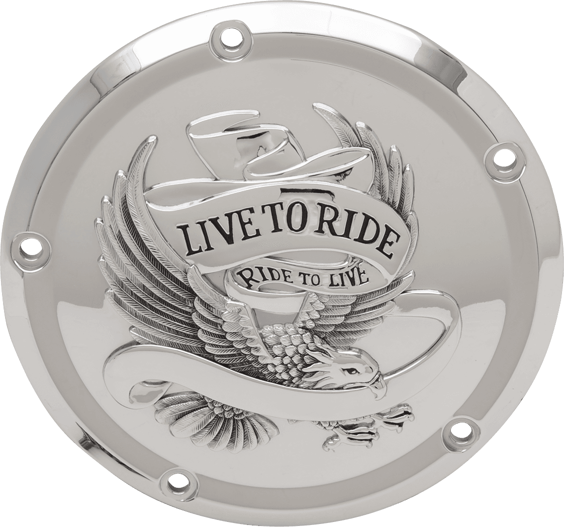 DRAG SPECIALTIES 1107-0554 Derby Cover - Live to Ride - 5-Hole - Chrome - '15-'26 Harley-Davidson