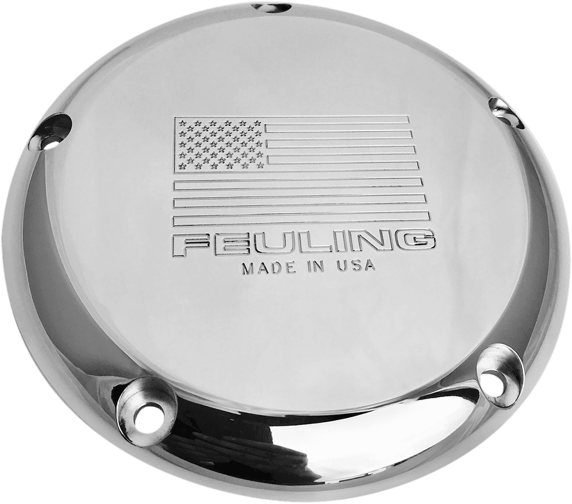 FEULING OIL PUMP CORP. 1107-0613 Derby Cover with Engraved American Flag - Polished - 5 Hole - Big Twin