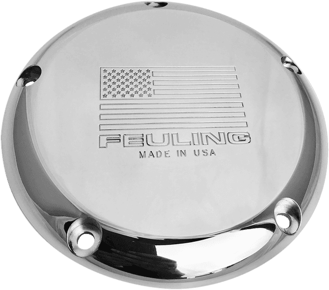 FEULING OIL PUMP CORP. 1107-0613 Derby Cover with Engraved American Flag - Polished - 5 Hole - Big Twin