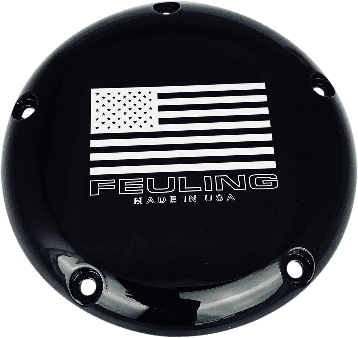 FEULING OIL PUMP CORP. 1107-0614 Derby Cover with Contrast Lasered American Flag - Black - 5 Hole - Big Twin
