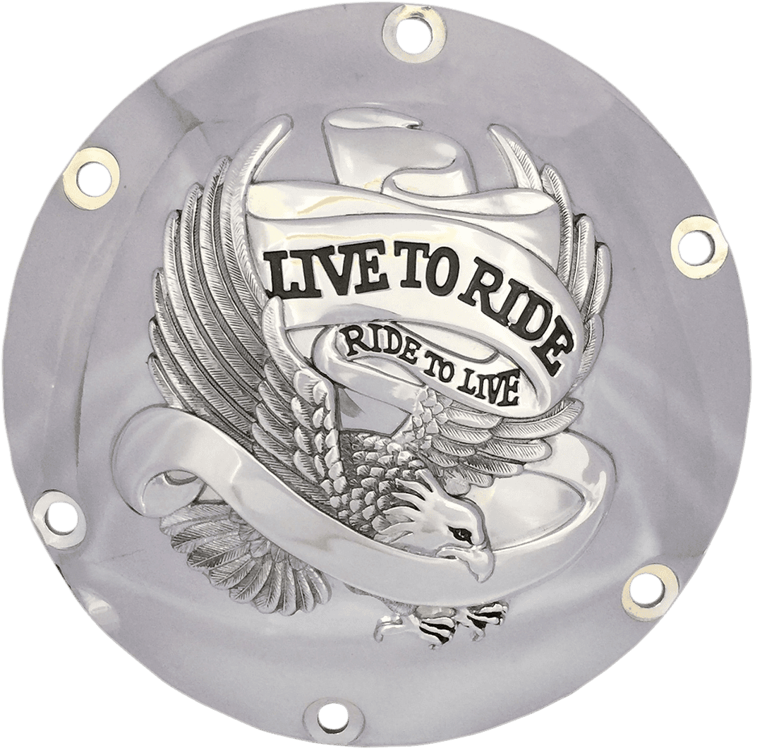 DRAG SPECIALTIES 1107-0629 Derby Cover - Live to Ride - 6-Hole - Chrome - '04-'22 Sportster