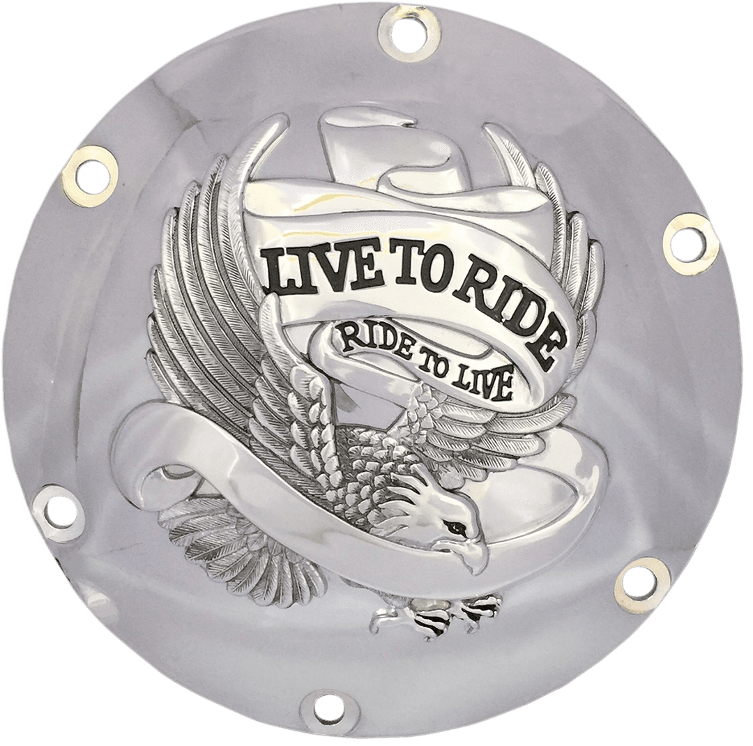 DRAG SPECIALTIES 1107-0629 Derby Cover - Live to Ride - 6-Hole - Chrome - '04-'22 Sportster