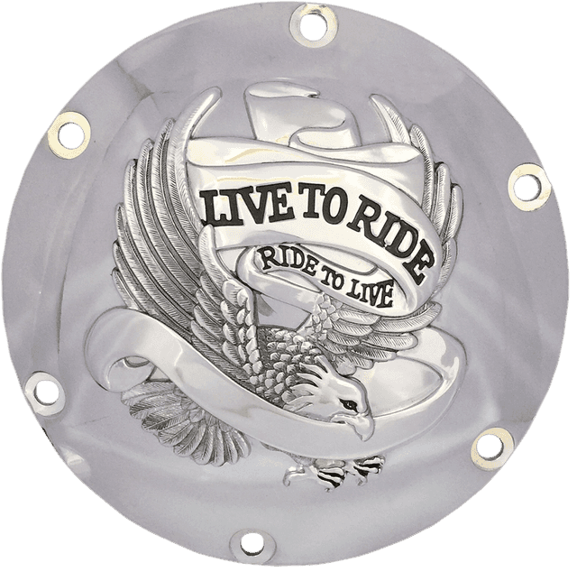 DRAG SPECIALTIES 1107-0629 Derby Cover - Live to Ride - 6-Hole - Chrome - '04-'22 Sportster — image 1 of 2