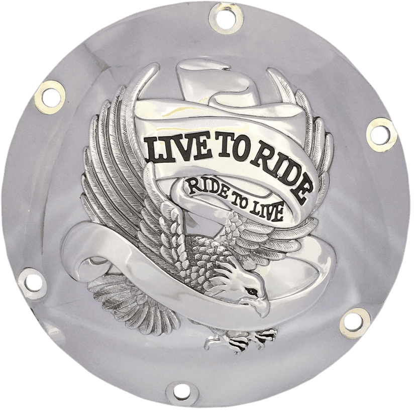 DRAG SPECIALTIES 1107-0629 Derby Cover - Live to Ride - 6-Hole - Chrome - '04-'22 Sportster — image 1 of 2
