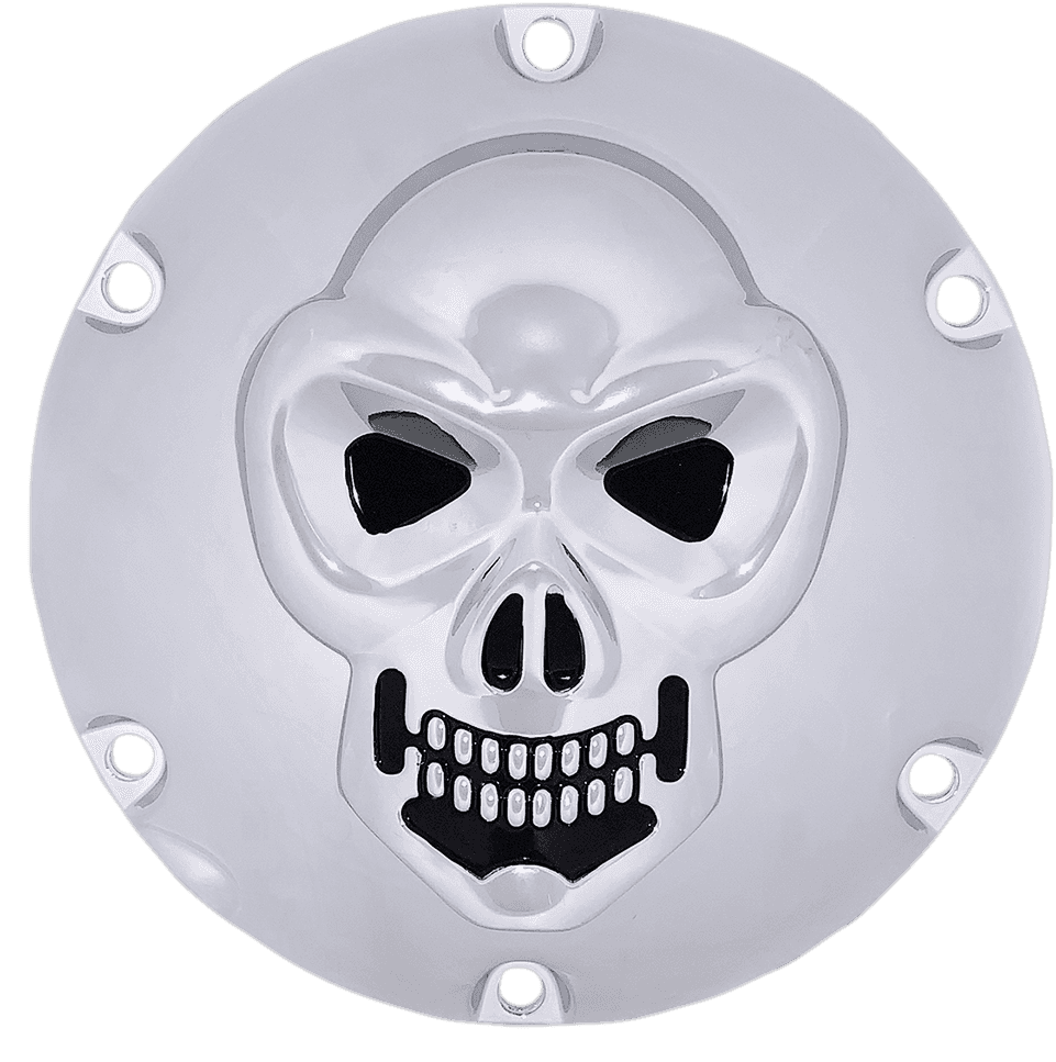 DRAG SPECIALTIES 1107-0631 3-D Skull Derby Cover - Chrome - 6 Hole