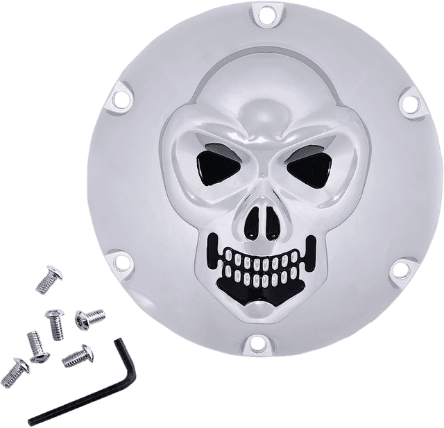 DRAG SPECIALTIES 1107-0631 3-D Skull Derby Cover - Chrome - 6 Hole — image 2 of 2