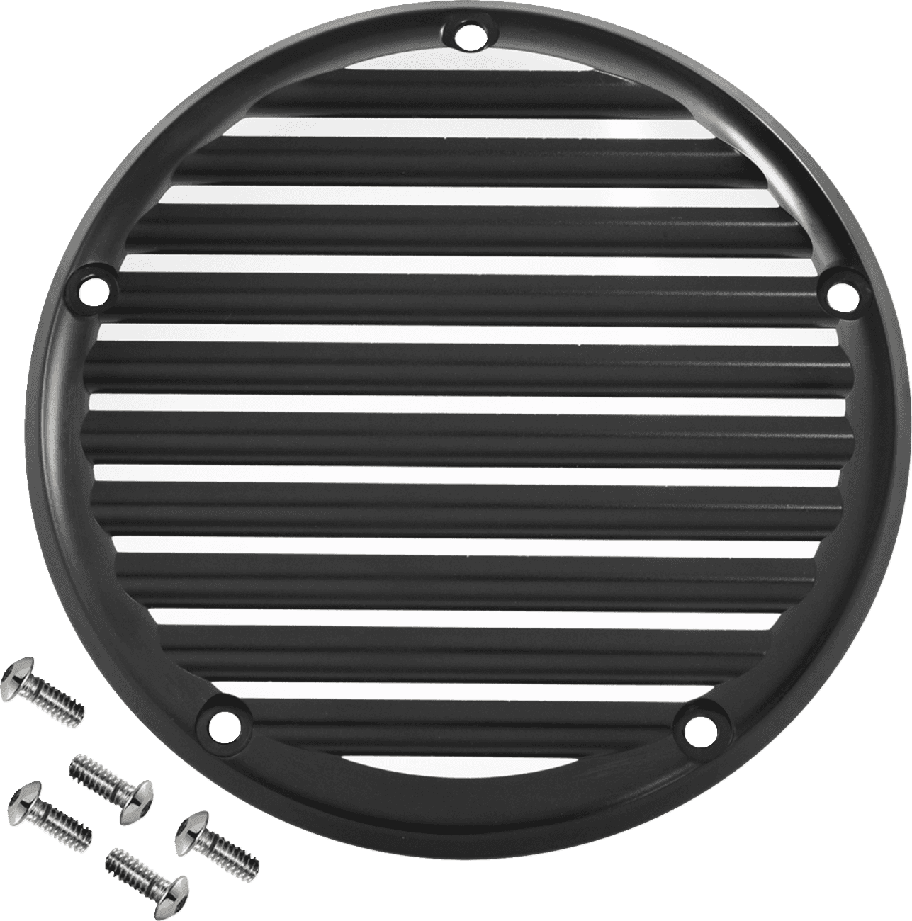 JOKER MACHINE 1107-0736 Derby Cover - Finned - Black/Anodized - 5 Hole