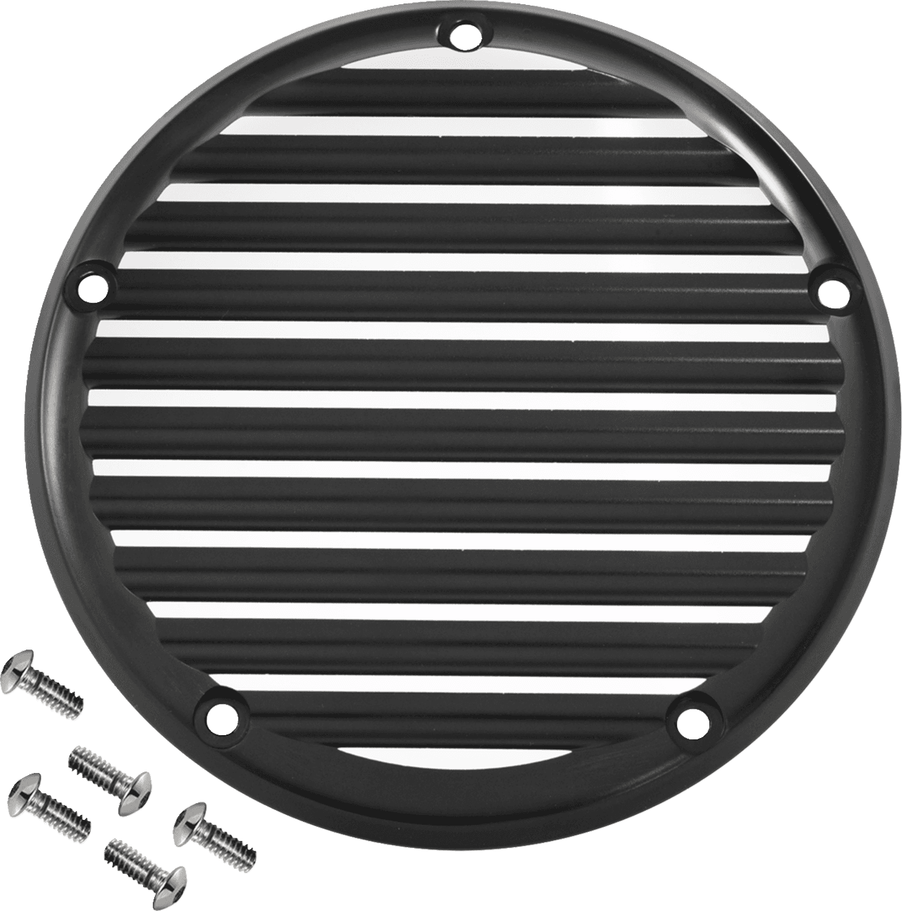 JOKER MACHINE 1107-0736 Derby Cover - Finned - Black/Anodized - 5 Hole