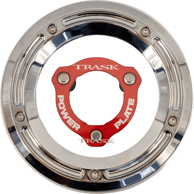 TRASK 1107-0766 Derby Cover with Power Plate - Chrome/Red - Kit - '17-'25 Harley-Davidson