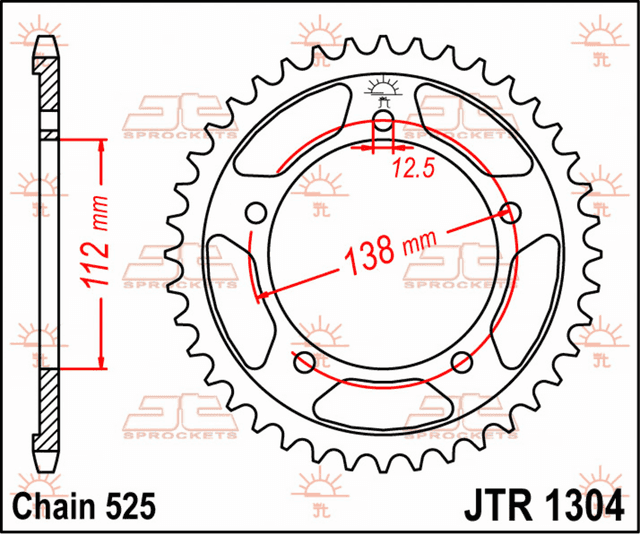 JT SPROCKETS 1210-0405 Rear Sprocket - 44 Tooth - Honda — image 2 of 2