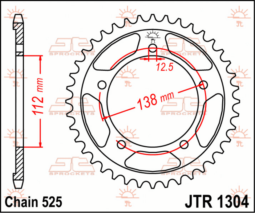 JT SPROCKETS 1210-0405 Rear Sprocket - 44 Tooth - Honda — image 2 of 2