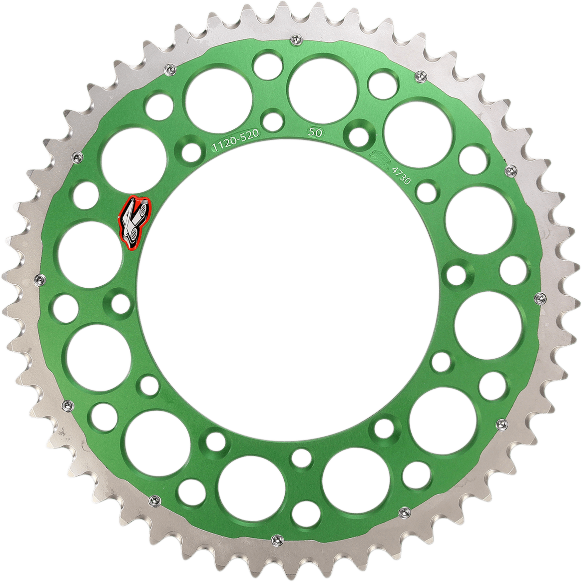 RENTHAL 1210-1140 Twinring™ Rear Sprocket - 50 Tooth - Green - Kawasaki/Suzuki