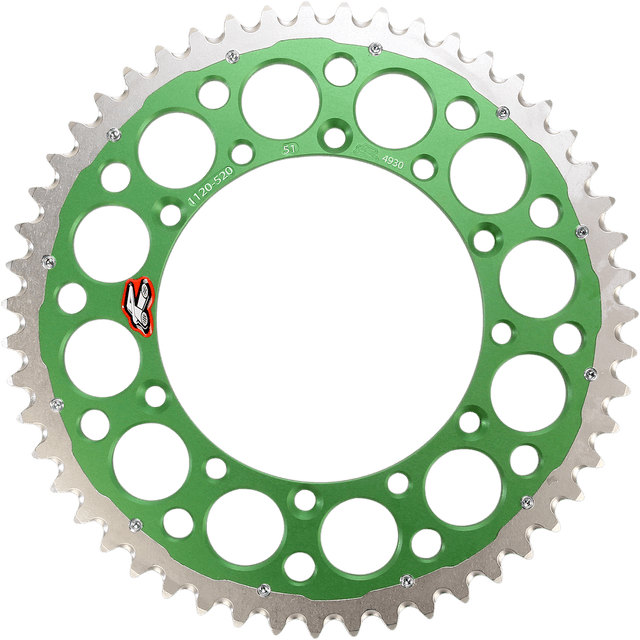 RENTHAL 1210-1141 Twinring™ Rear Sprocket - 51 Tooth - Green - Kawasaki/Suzuki — image 1 of 2