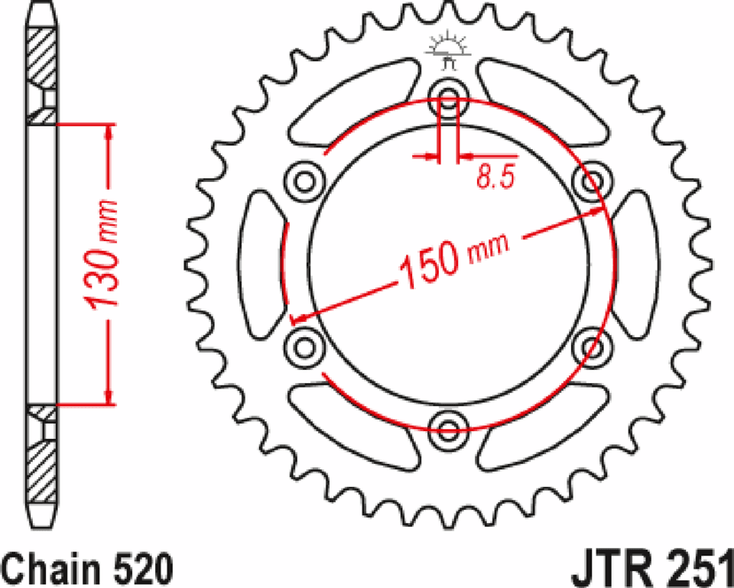JT SPROCKETS 1210-1550 Rear Sprocket - 47 Tooth - Yamaha