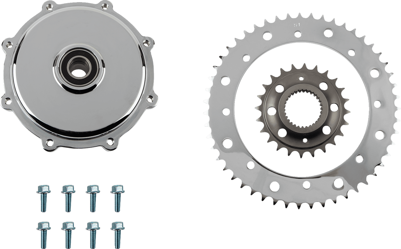 DRAG SPECIALTIES 1210-2664 Conversion Sprocket Kit - Chrome - M8 Touring/Trike