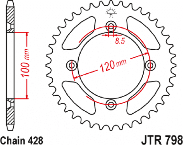 JT SPROCKETS 1210-2760 Rear Sprocket - 46 Tooth - Yamaha — image 2 of 2