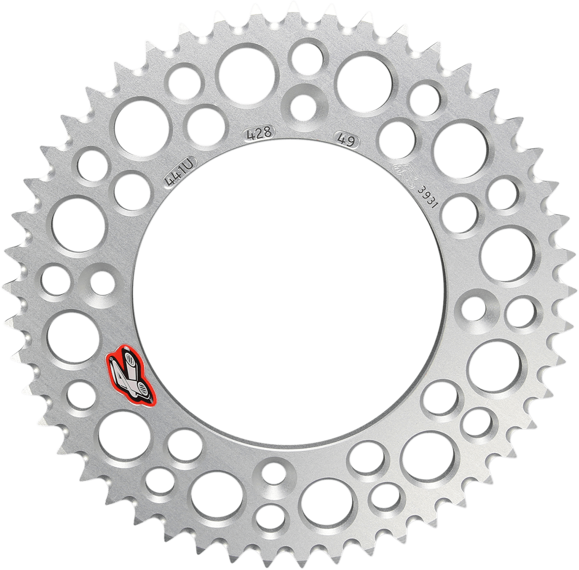 RENTHAL 1211-0091 Rear Sprocket - Aluminum - 49 Tooth - Silver - Gas Gas/Husqvarna/KTM