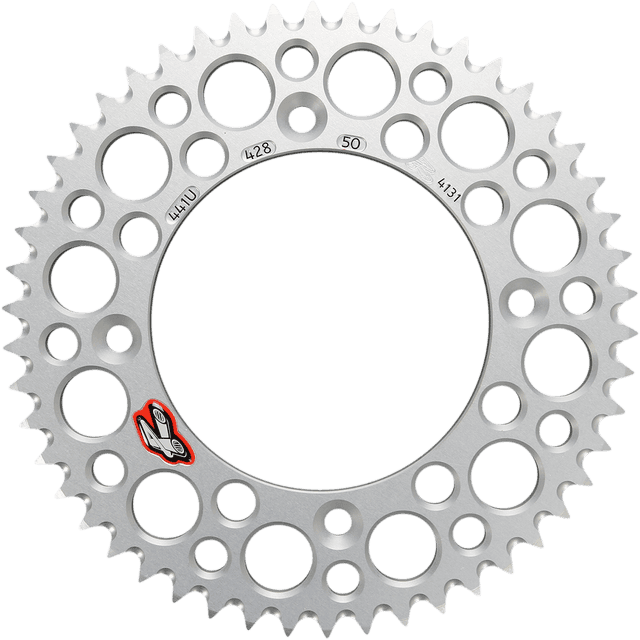 RENTHAL 1211-0092 Rear Sprocket - Aluminum - 50 Tooth - Silver - Gas Gas/Husqvarna/KTM