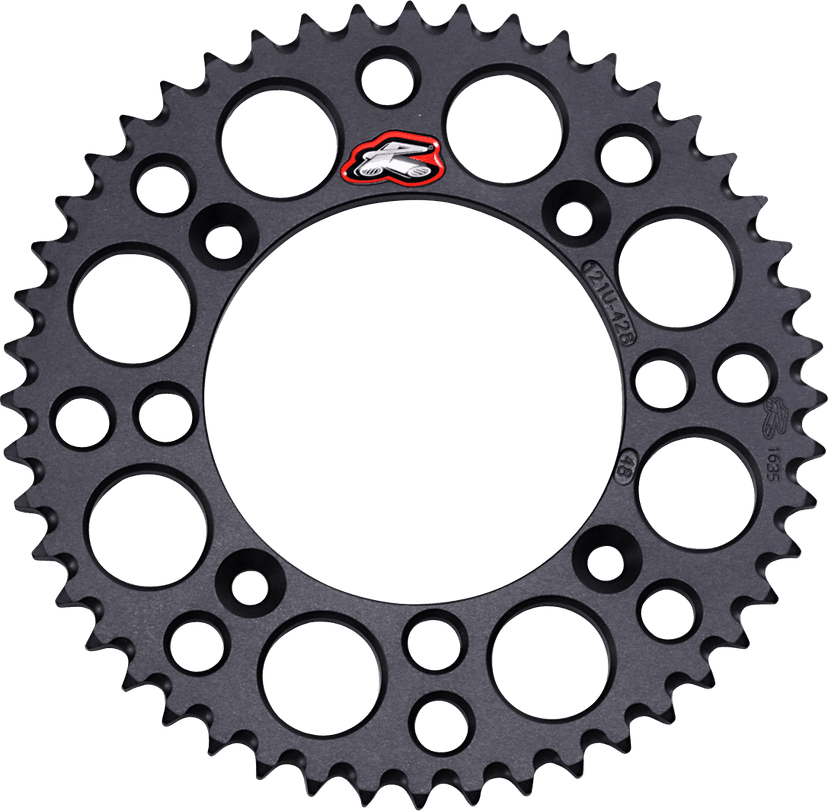 RENTHAL 1211-0282 Rear Sprocket - Aluminum - 48 Tooth - Black - Suzuki/Yamaha