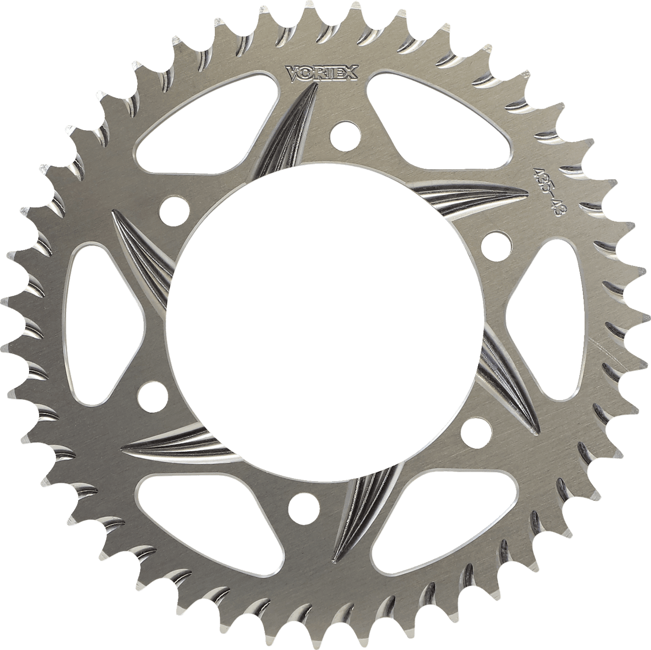 VORTEX 1211-0533 Aluminum Sprocket - Silver - Rear - 43 Tooth