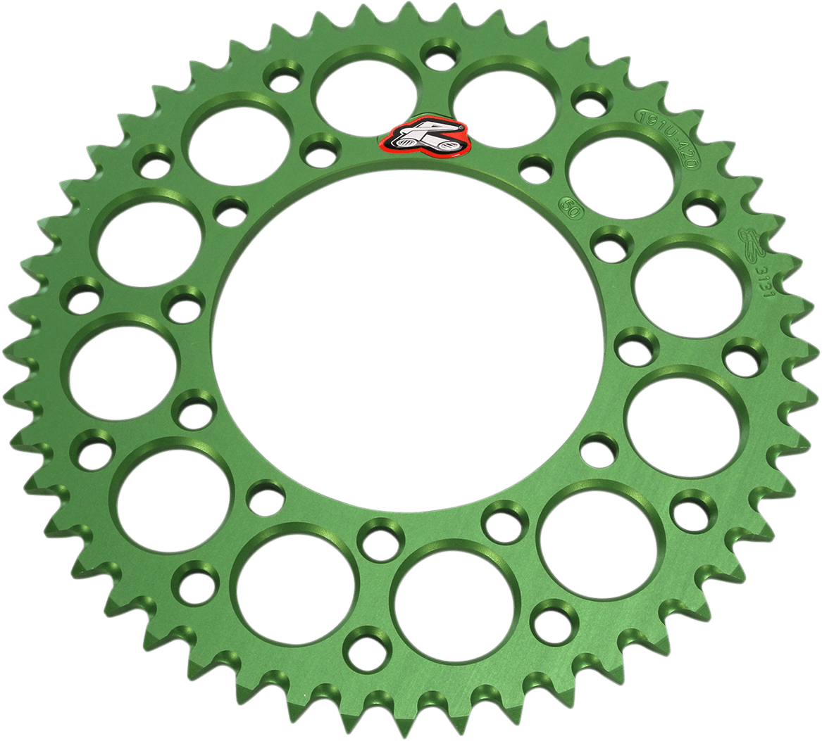 RENTHAL 1211-1679 Rear Sprocket - Aluminum - 50 Tooth - Green - Kawasaki