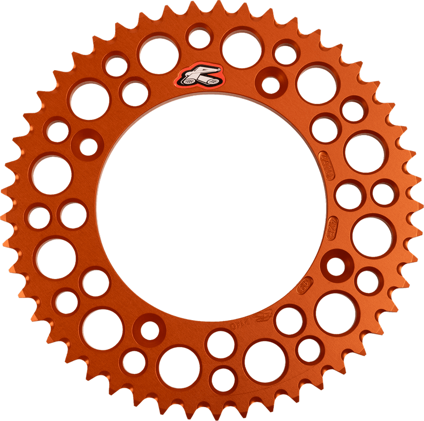 RENTHAL 1211-2485 Rear Sprocket - Aluminum - 49 Tooth - Orange - Gas Gas/Husqvarna/KTM