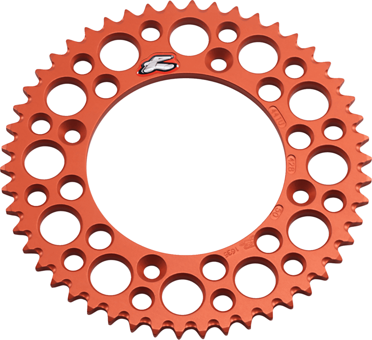 RENTHAL 1211-2486 Rear Sprocket - Aluminum - 50 Tooth - Orange - Gas Gas/Husqvarna/KTM