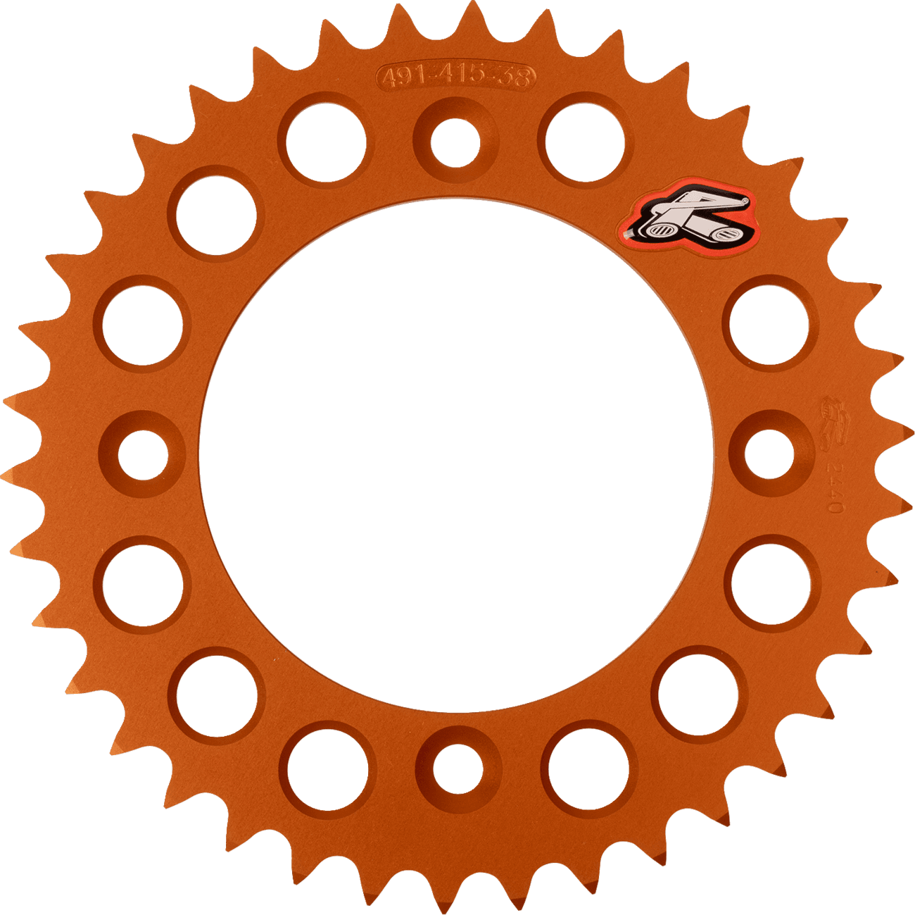 RENTHAL 1211-2490 Rear Sprocket - Aluminum - 38 Tooth - Orange - Gas Gas/Husqvarna/KTM