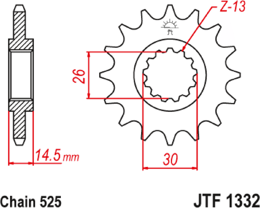 JT SPROCKETS 1212-1924 Front Sprocket - 16 Tooth - VFR800 — image 2 of 2