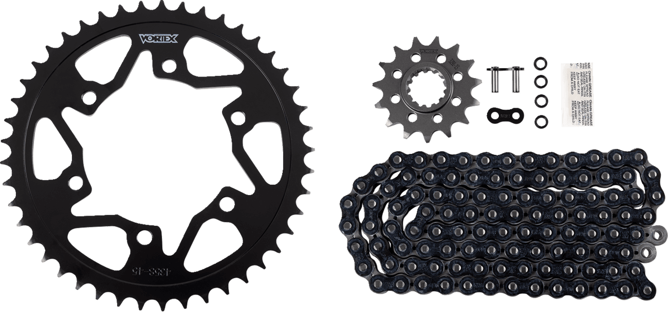VORTEX 1230-1202 Chain and Sprocket Kit - HFRS - Black - Yamaha FZ/MT-07/XSR700