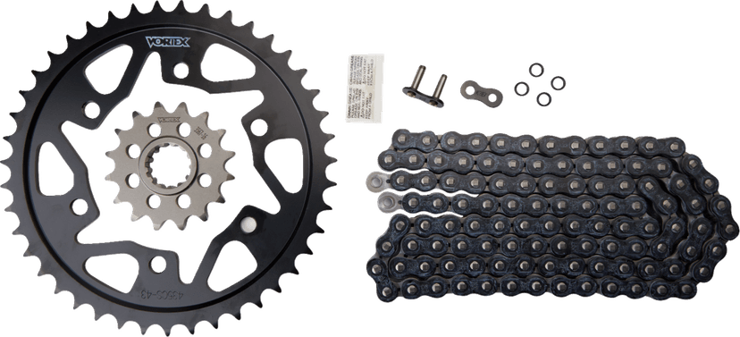 VORTEX 1230-1203 Chain and Sprocket Kit - WSS - Black - Yamaha FZ/MT-07/XSR700