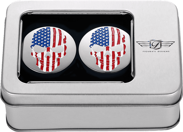 FIGURATI DESIGNS 1303-0360 Swing Arm Covers - Red/White/Blue Flag Skull — image 3 of 3