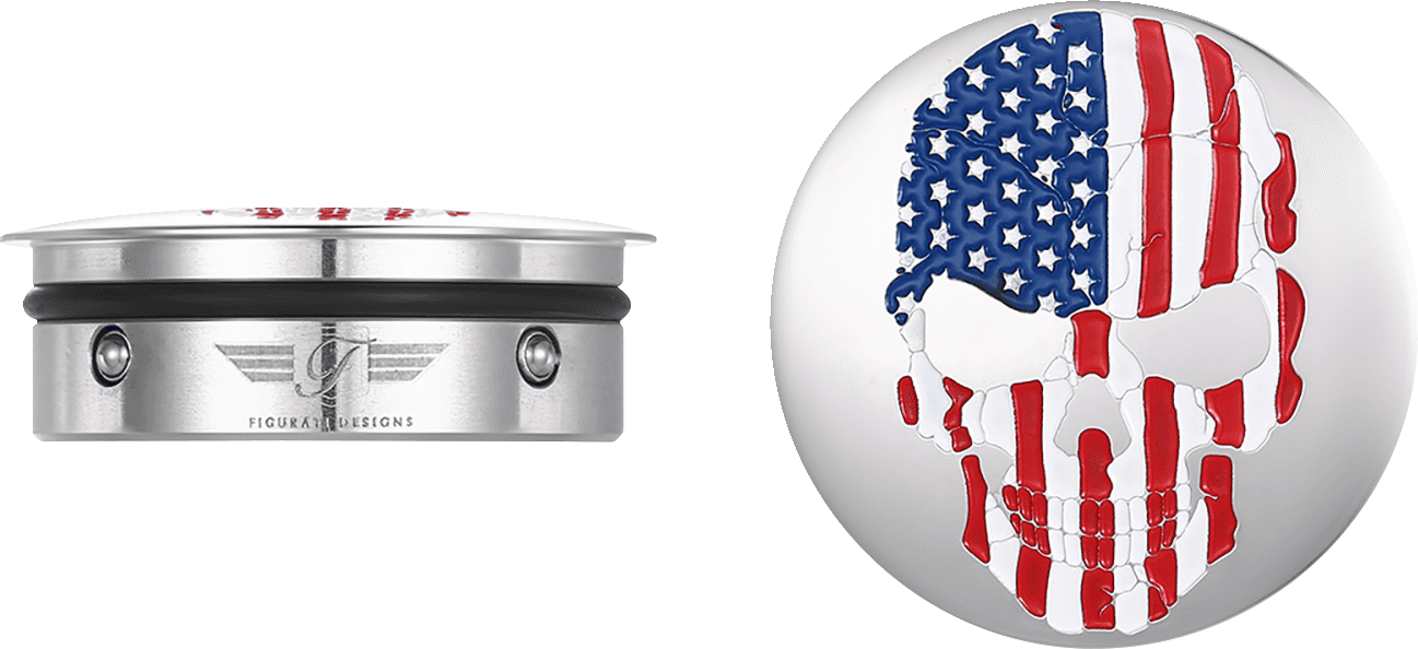FIGURATI DESIGNS 1303-0360 Swing Arm Covers - Red/White/Blue Flag Skull